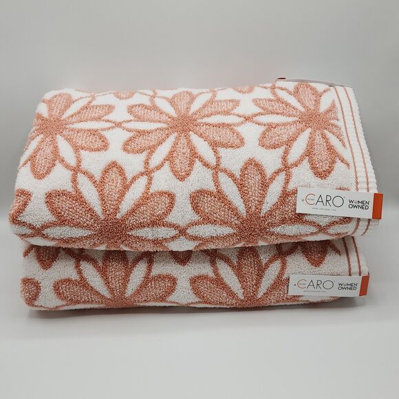 Caro Home 6pc Daisydays Cotton Bath Towel Set 2Bath 2Hand 2Tip Rose And White‎ - Picture 7 of 16